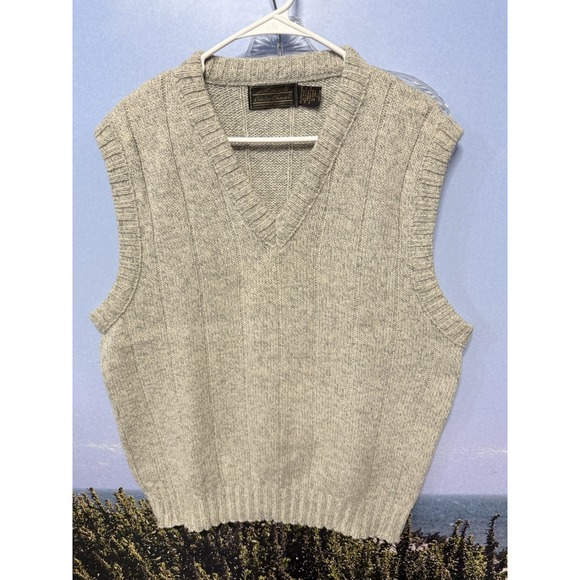 Eddie Bauer Other - Vtg Eddie Bauer Made In USA Wool Blend Knit Sweater Vest Men's Sz Large Gray